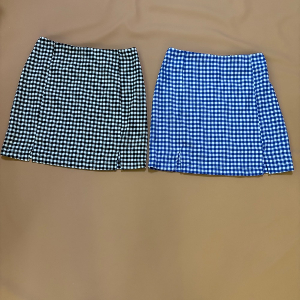 Love On A Hanger Gingham Mini Skirt Bundle Black‎ Blue Checkered Juniors Size 5